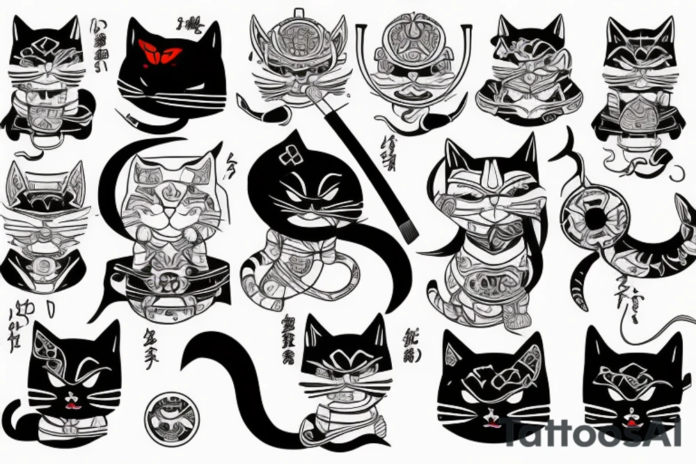 Cat samurai tattoo idea