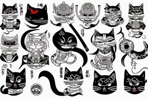 Cat samurai tattoo idea
