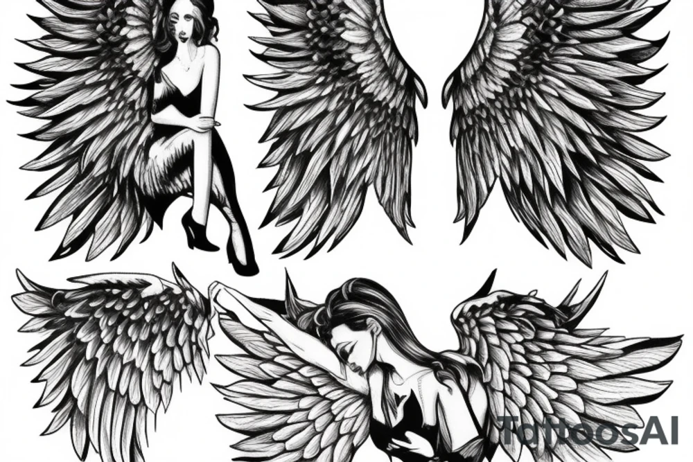 an angel with wide wings tattoo idea