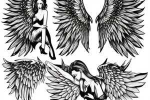 an angel with wide wings tattoo idea