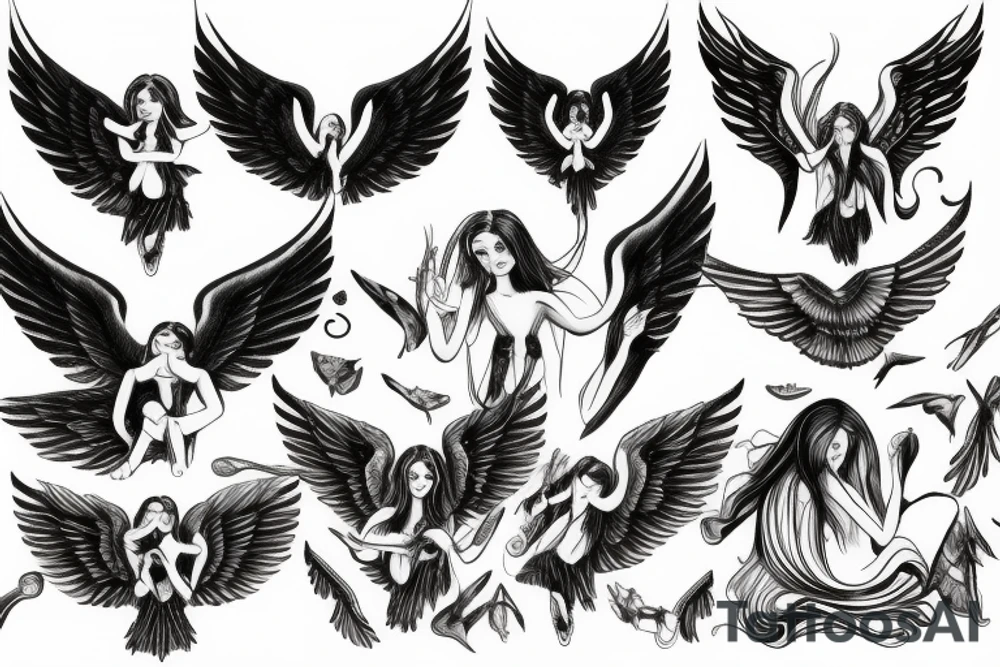 an angel with wide wings tattoo idea