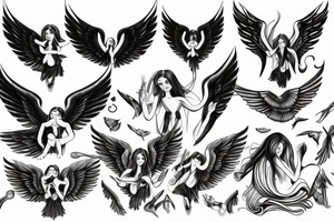 an angel with wide wings tattoo idea