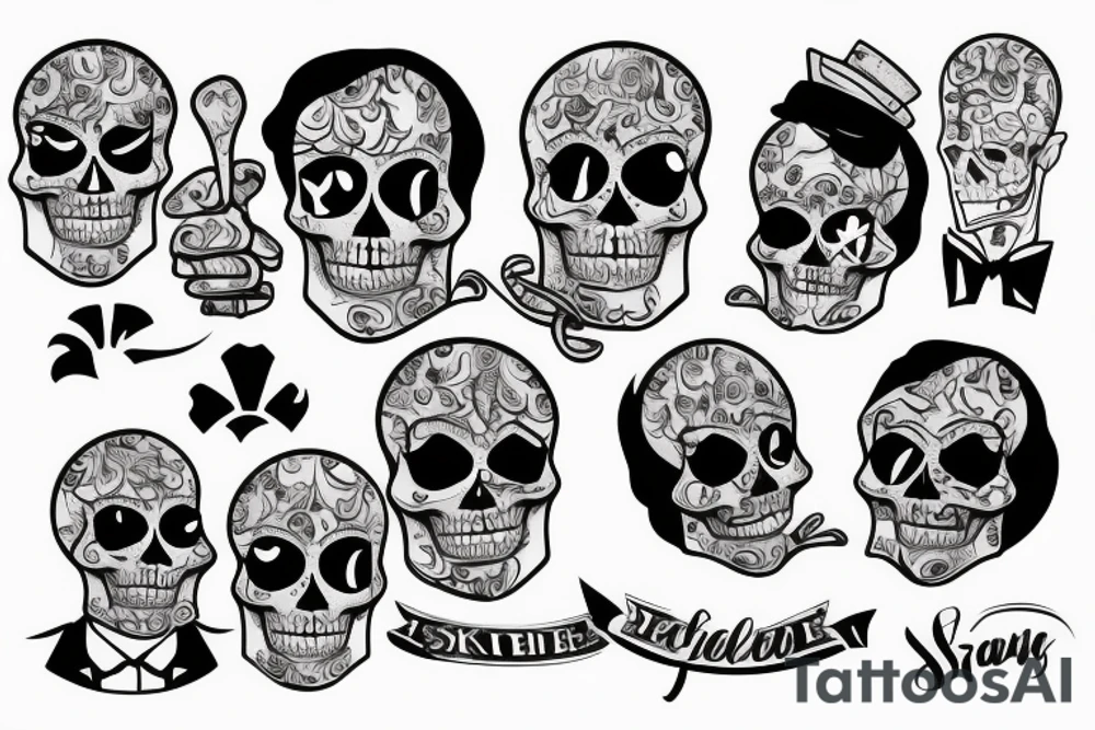 Rich gangster skeleton wearing a suit tattoo idea