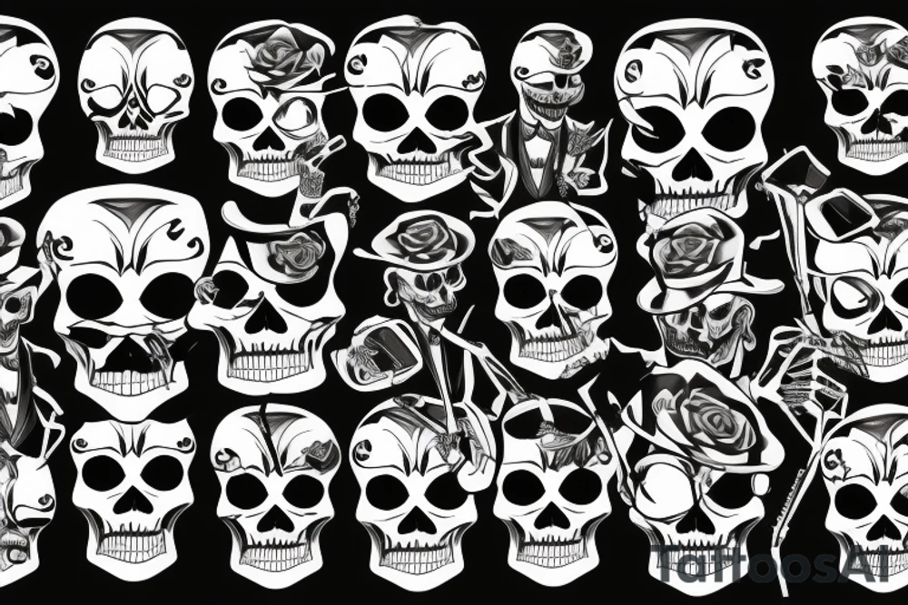 Rich gangster skeleton wearing a suit tattoo idea