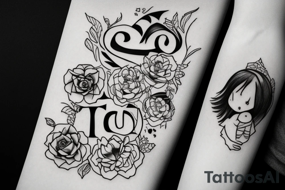 daughter hugs father tattoo idea