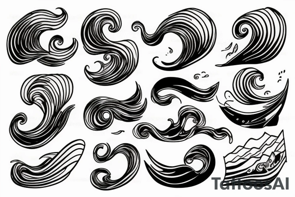 a sea wave and an old man in a boat tattoo idea
