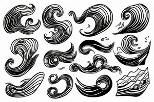 a sea wave and an old man in a boat tattoo idea