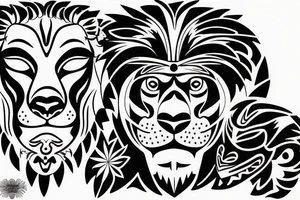 chicano lion and man in mask tattoo idea