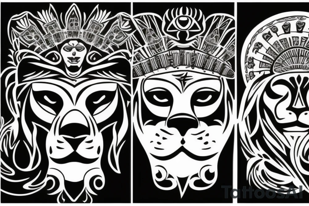 chicano lion and man in mask tattoo idea