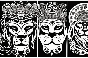 chicano lion and man in mask tattoo idea