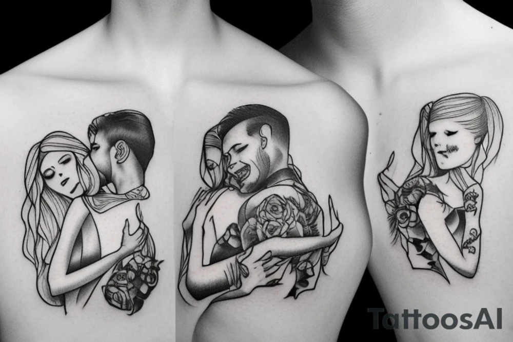 the girl hugs her father tattoo idea