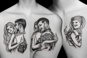 the girl hugs her father tattoo idea