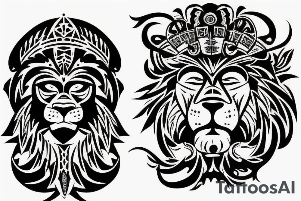 chicano lion and man in mask tattoo idea