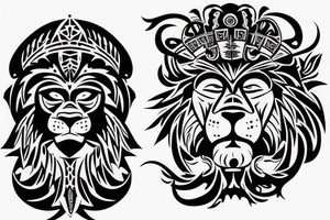 chicano lion and man in mask tattoo idea