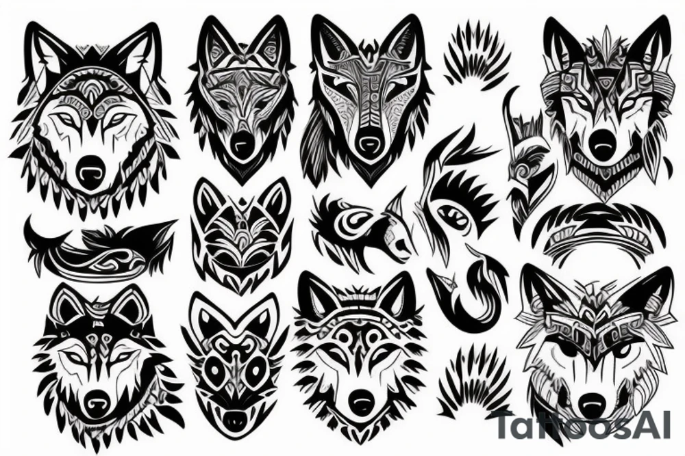 A wolf with tribal tattoo idea