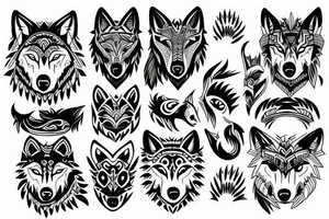 A wolf with tribal tattoo idea