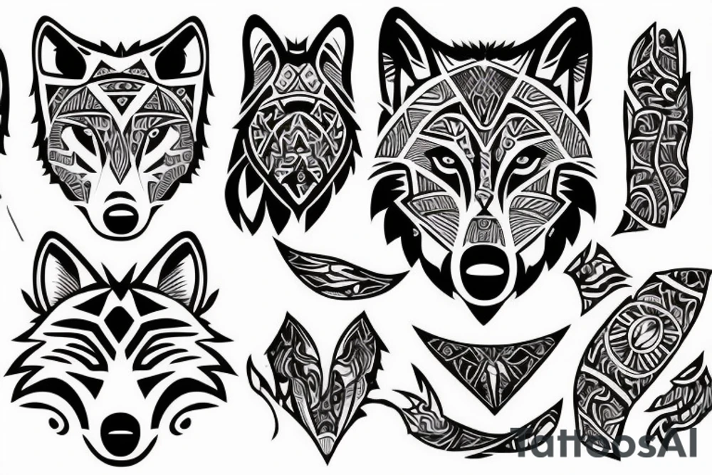 A wolf with tribal tattoo idea