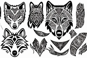 A wolf with tribal tattoo idea