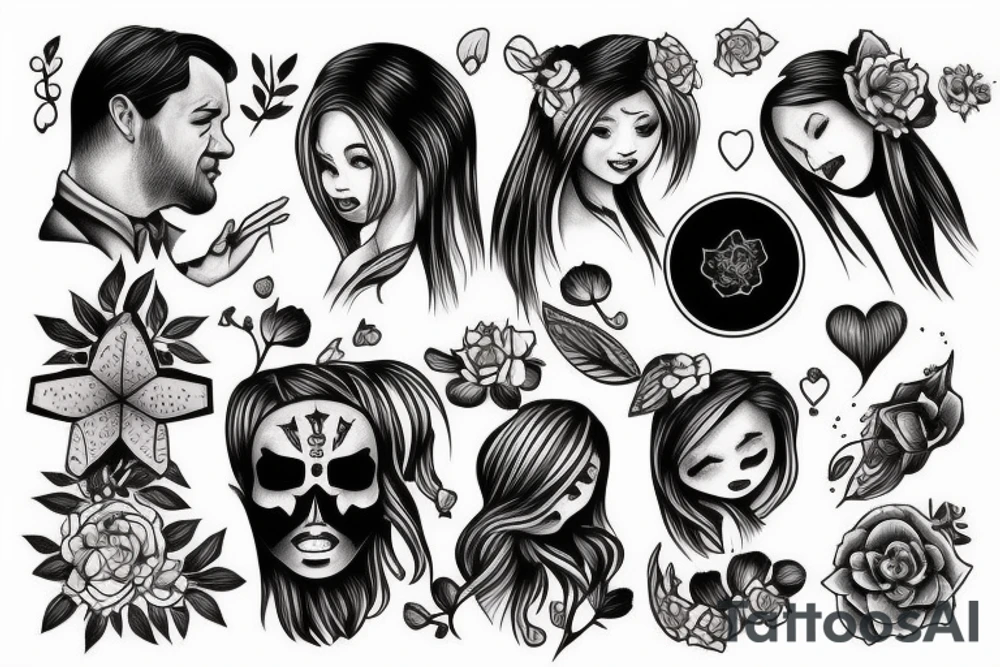 the girl hugs her father tattoo idea