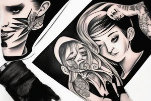 the girl hugs her father tattoo idea