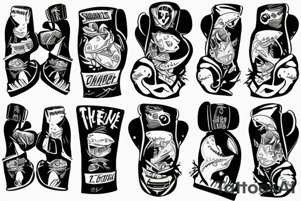 cartoon shark with boxing gloves standing on a tale tattoo idea