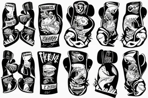 cartoon shark with boxing gloves standing on a tale tattoo idea