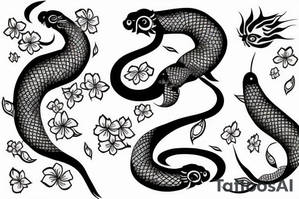 Japanese tattoo snake samurai sakura koi fish tattoo idea
