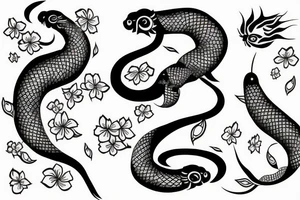 Japanese tattoo snake samurai sakura koi fish tattoo idea