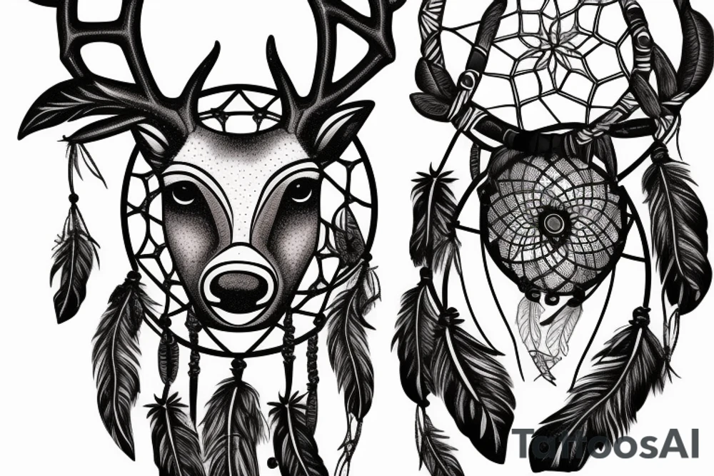 deer with dream catcher and stars braided into antlers tattoo idea deer with dream catcher and stars braided into antlers tattoo idea