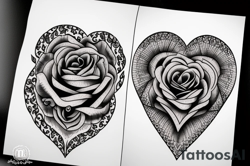 Rose shaped in form of a heart tattoo idea