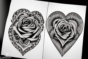 Rose shaped in form of a heart tattoo idea