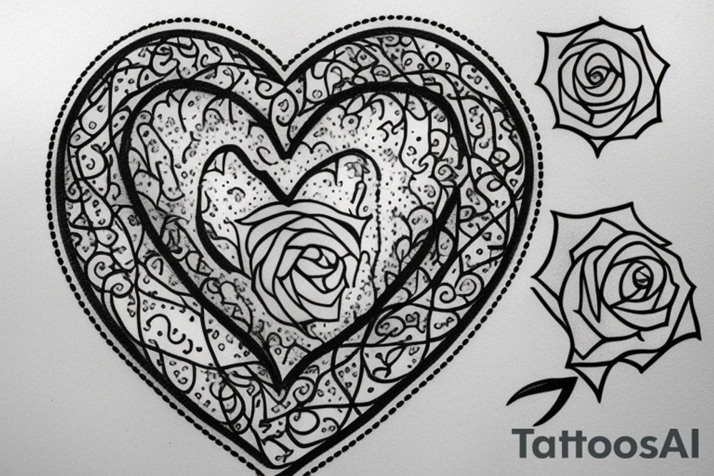 Rose shaped in form of a heart tattoo idea