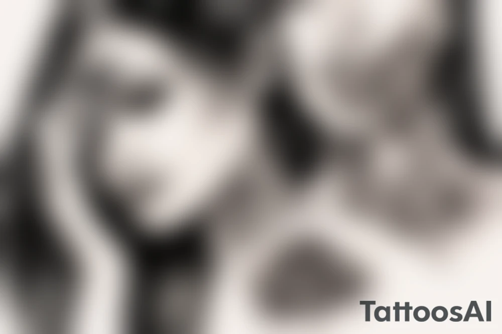 Girl holding a knife, portrait tattoo idea