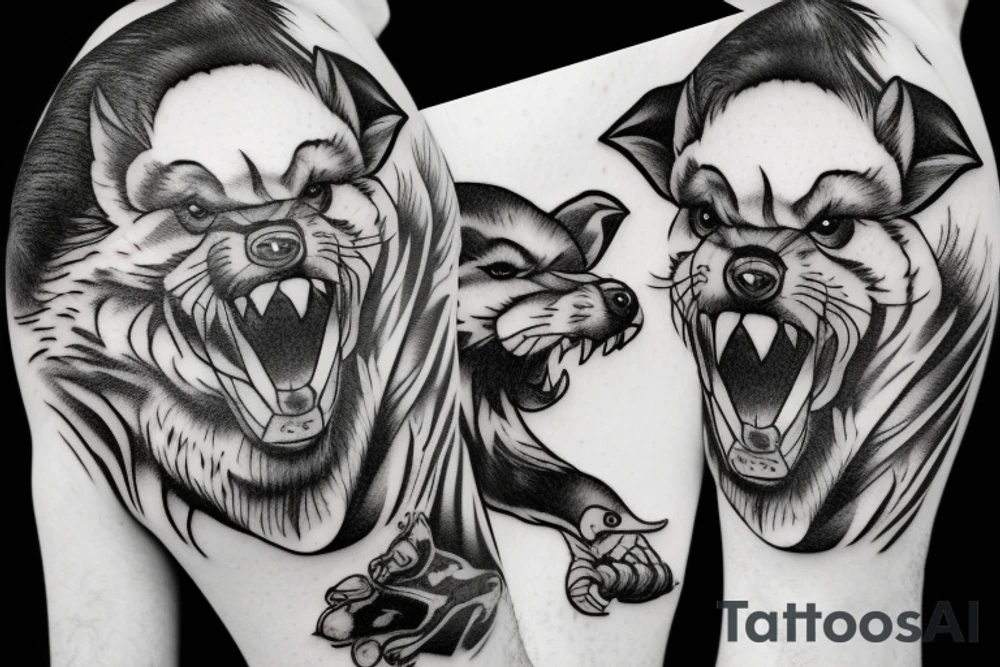 angry honey badger tattoo idea