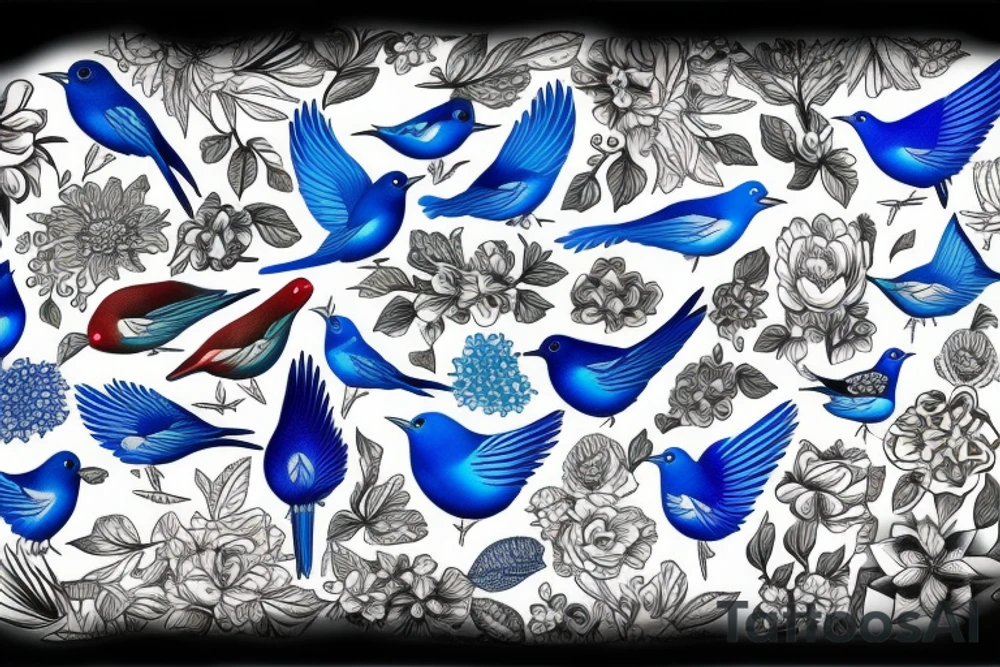 Blue bird of happiness tattoo idea