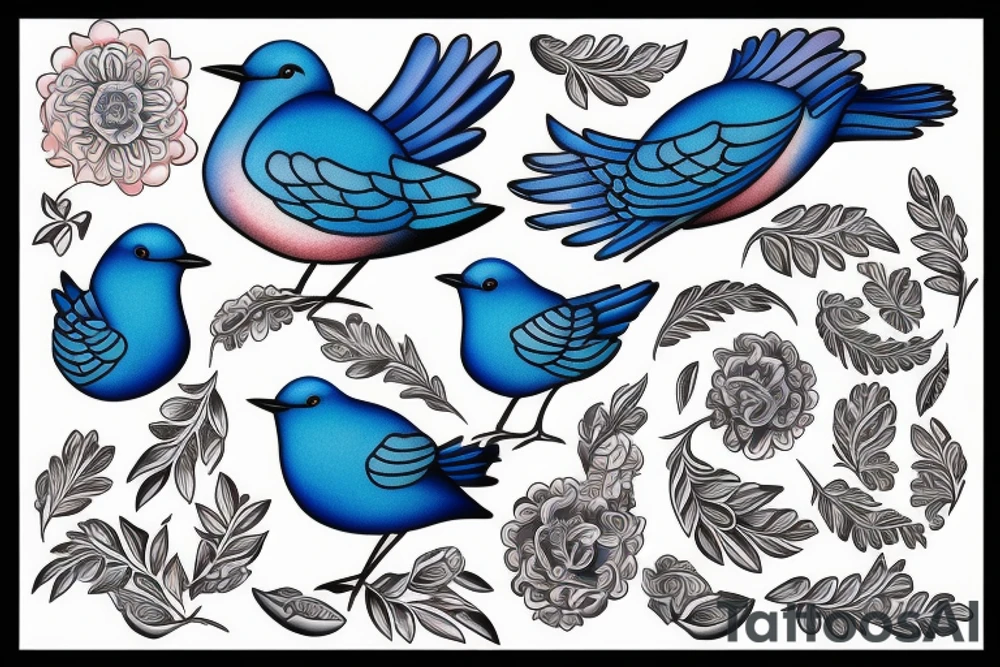 Blue bird of happiness tattoo idea