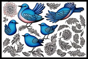 Blue bird of happiness tattoo idea