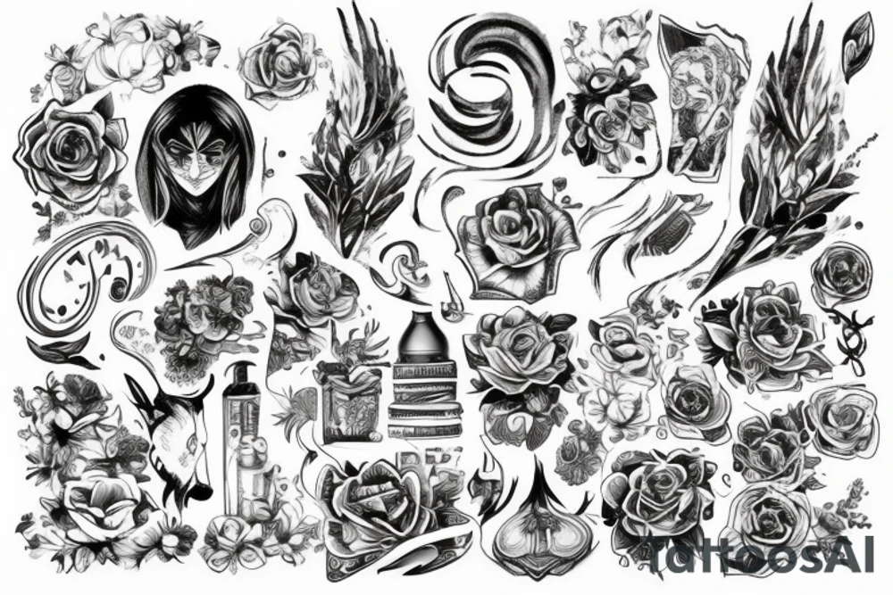 Черное дерево на фоне с полумесяцем tattoo idea