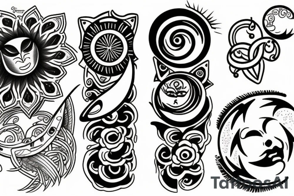 Sun and moon tattoo idea