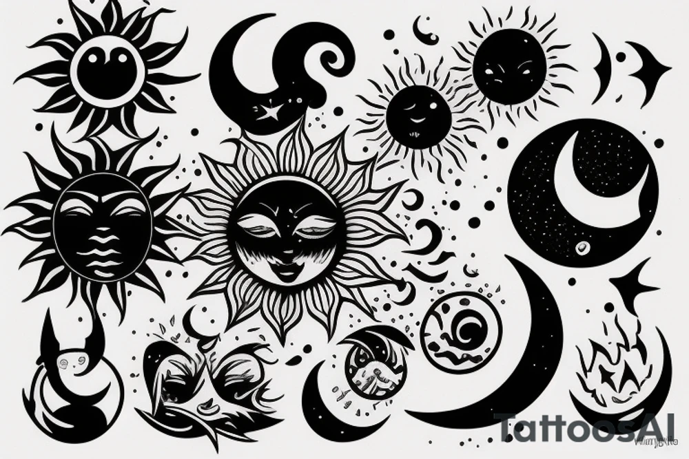 Sun and moon tattoo idea