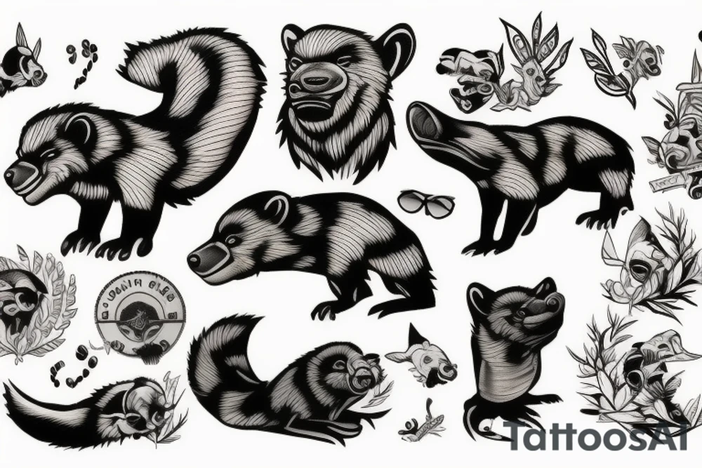 angry honey badger tattoo idea