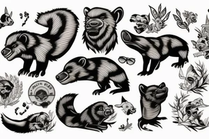 angry honey badger tattoo idea