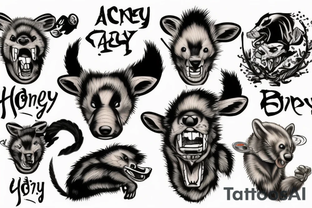 angry honey badger tattoo idea