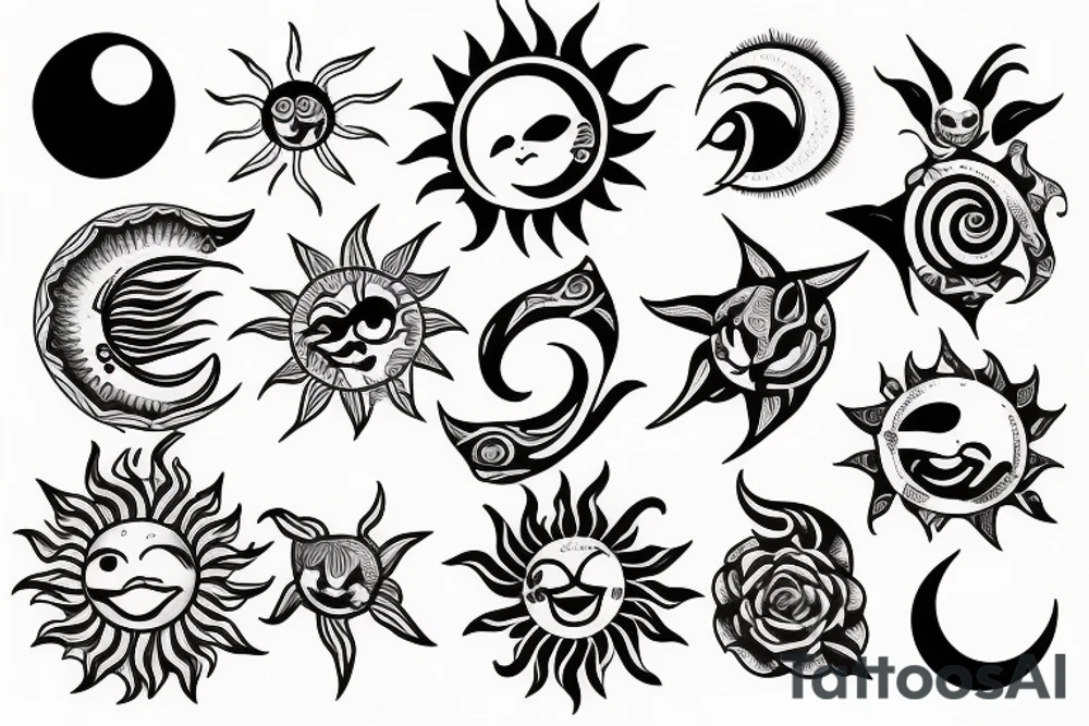 Sun and moon tattoo idea