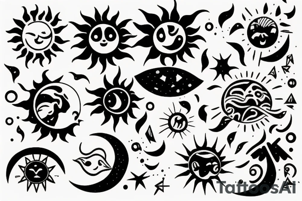 Sun and moon tattoo idea