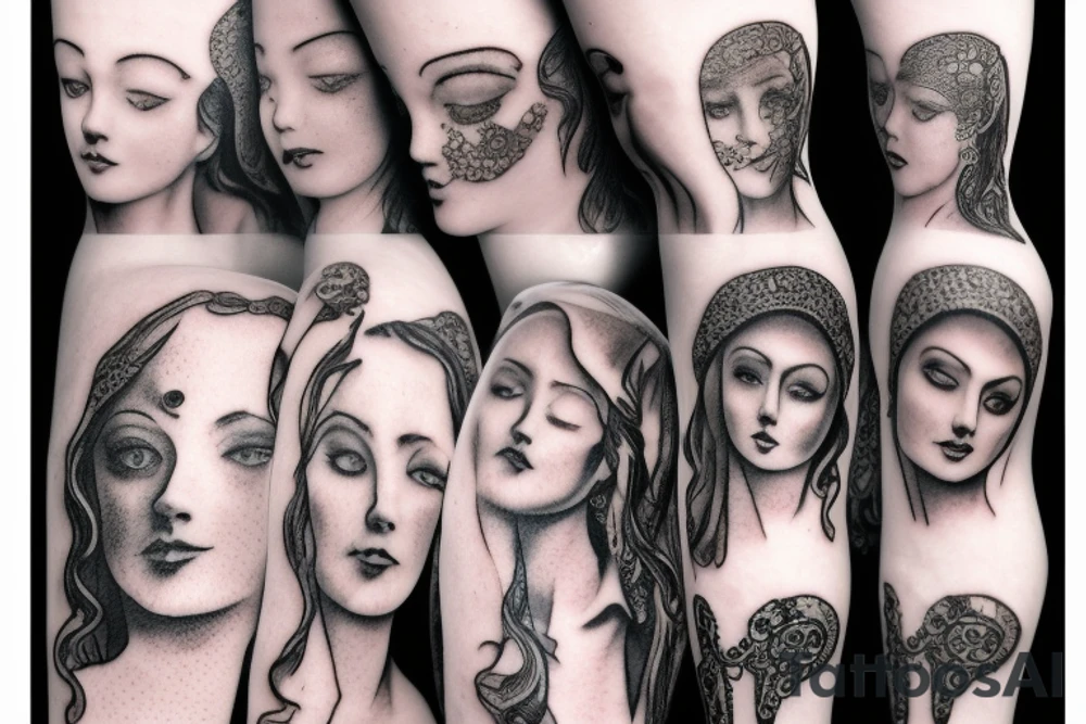 Statue antique women with tears tattoo idea