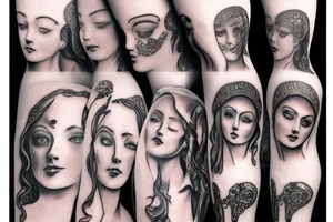 Statue antique women with tears tattoo idea