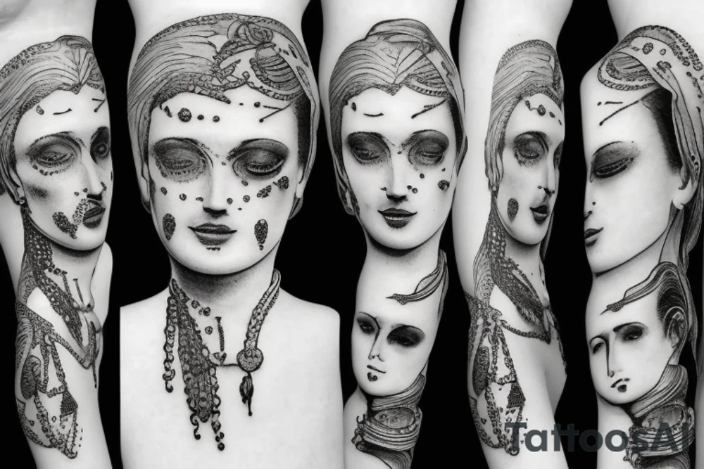 Statue antique women with tears tattoo idea