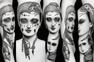 Statue antique women with tears tattoo idea