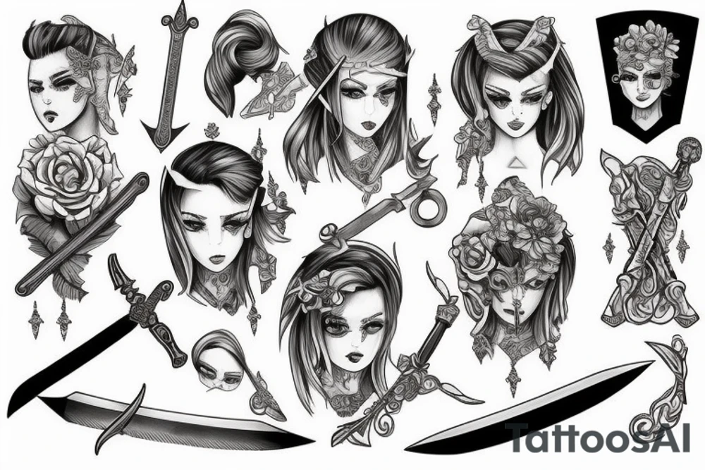 girl,boys,sword tattoo idea